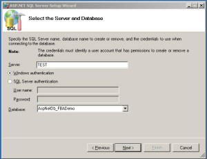 Select the Server and Database