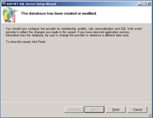 The database has been created or modified